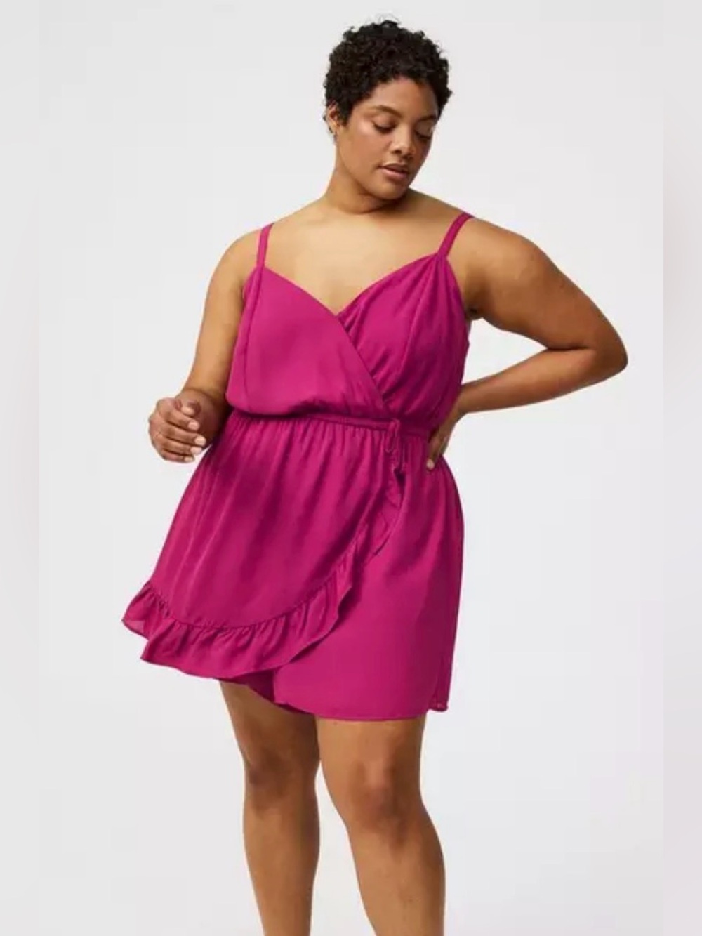 Torrid MagentA Ruffle Hem Romper Women's 2 (2X)